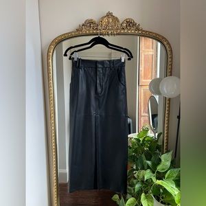 Zara Faux Leather Slit Front Black Skirt (Size XS)